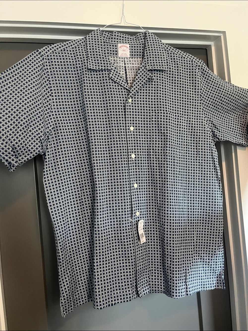 Men's Brooks Brothers Short-Sleeve Button-Down Shirt in Navy Geo Print